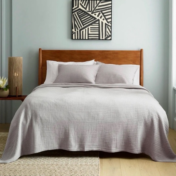 NWT Quince King Organic Cotton Gray Coverlet Set - Picture 2 of 4